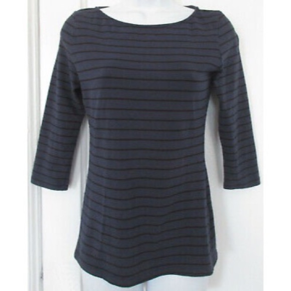 Vintage Navy Thin Stripe Striped 3/4 Sleeve Pima Cotton Tee Indie Sleaze S
